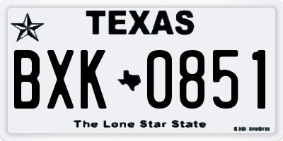 TX license plate BXK0851