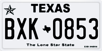 TX license plate BXK0853