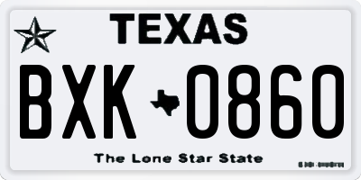 TX license plate BXK0860
