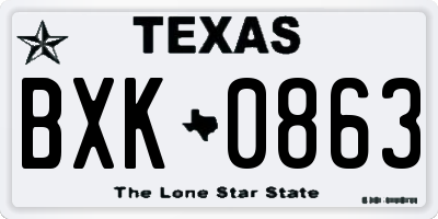 TX license plate BXK0863
