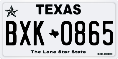 TX license plate BXK0865
