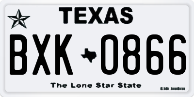 TX license plate BXK0866