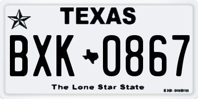 TX license plate BXK0867