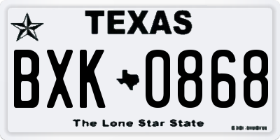 TX license plate BXK0868