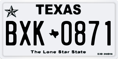 TX license plate BXK0871