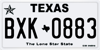 TX license plate BXK0883