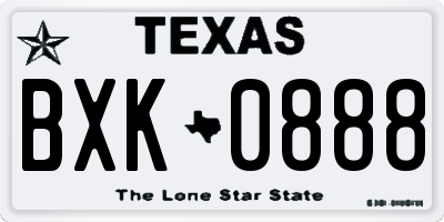 TX license plate BXK0888