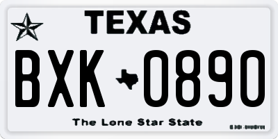TX license plate BXK0890