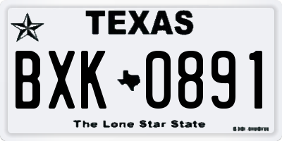 TX license plate BXK0891
