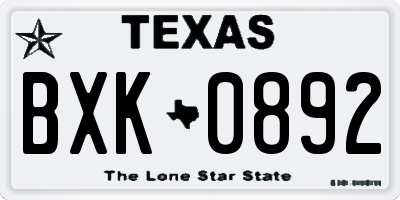 TX license plate BXK0892