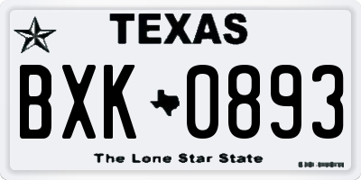 TX license plate BXK0893