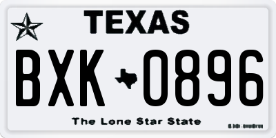 TX license plate BXK0896