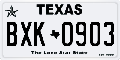 TX license plate BXK0903