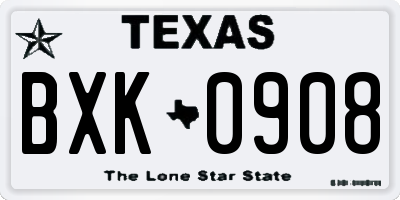 TX license plate BXK0908