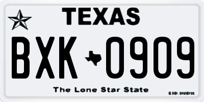 TX license plate BXK0909