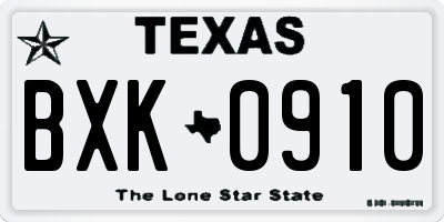 TX license plate BXK0910