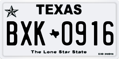 TX license plate BXK0916