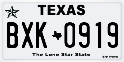 TX license plate BXK0919
