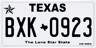 TX license plate BXK0923