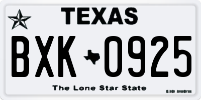 TX license plate BXK0925