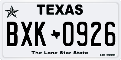TX license plate BXK0926