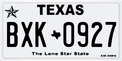 TX license plate BXK0927