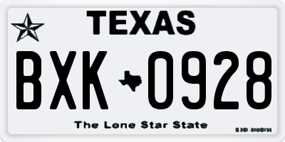 TX license plate BXK0928
