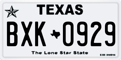 TX license plate BXK0929