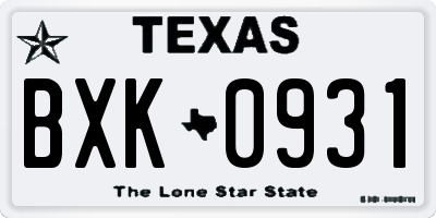 TX license plate BXK0931
