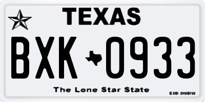 TX license plate BXK0933