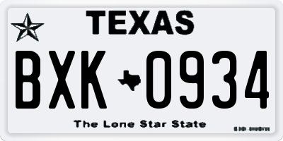 TX license plate BXK0934