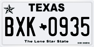TX license plate BXK0935