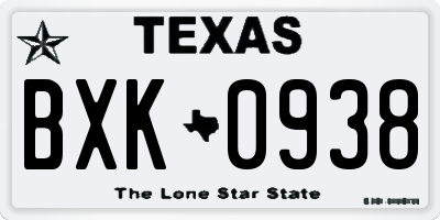 TX license plate BXK0938