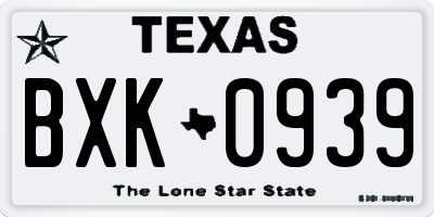 TX license plate BXK0939