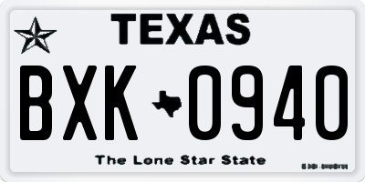 TX license plate BXK0940