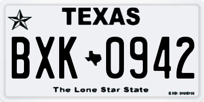 TX license plate BXK0942
