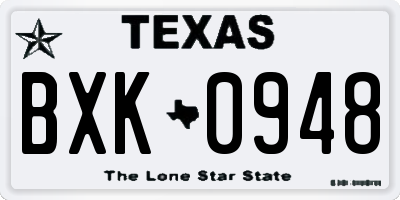 TX license plate BXK0948