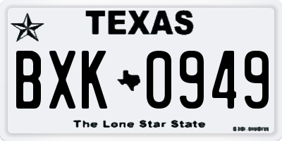 TX license plate BXK0949