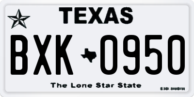 TX license plate BXK0950
