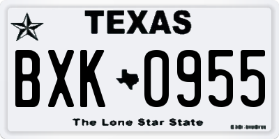TX license plate BXK0955