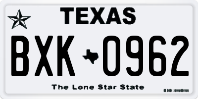 TX license plate BXK0962