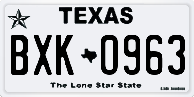 TX license plate BXK0963