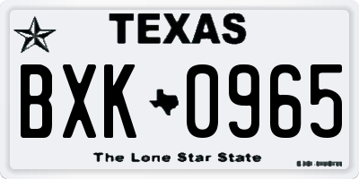 TX license plate BXK0965