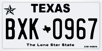 TX license plate BXK0967