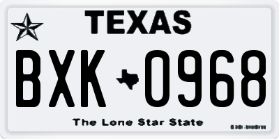 TX license plate BXK0968