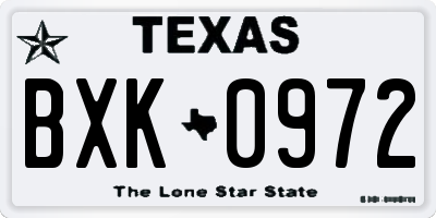 TX license plate BXK0972