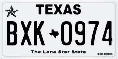 TX license plate BXK0974