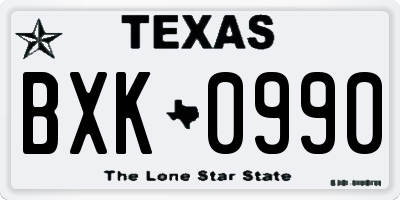 TX license plate BXK0990