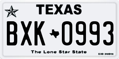 TX license plate BXK0993