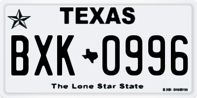 TX license plate BXK0996